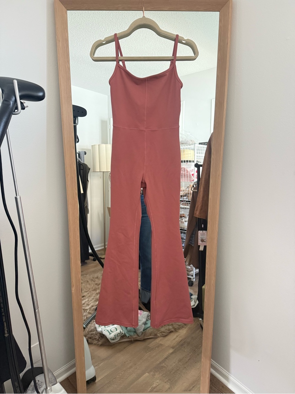 Aritzia Women’s Spaghetti-Strap Flared Jumpsuit in Dusty Rose